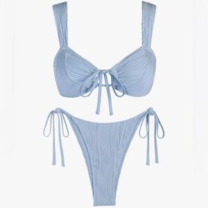 Zaful Textured Light Blue Bikini